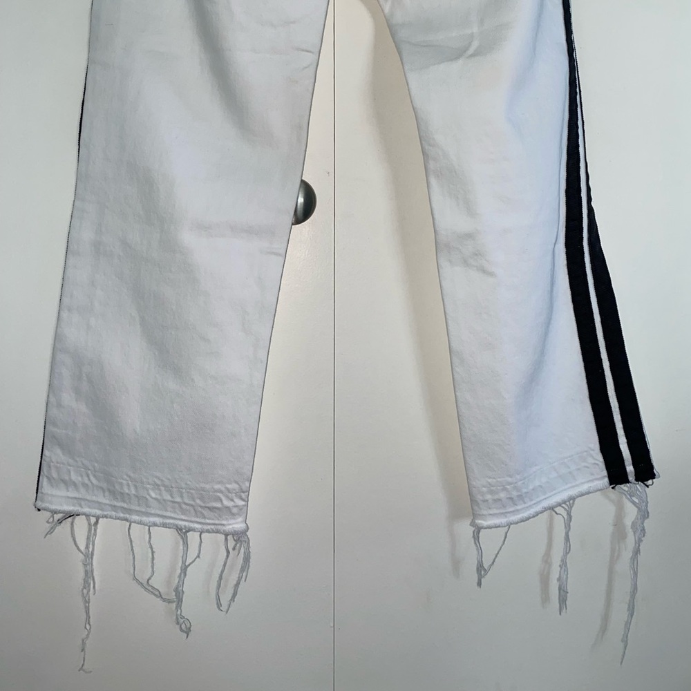 Mango Distressed White Jeans with Black Side Stripes - Picture 12 of 13